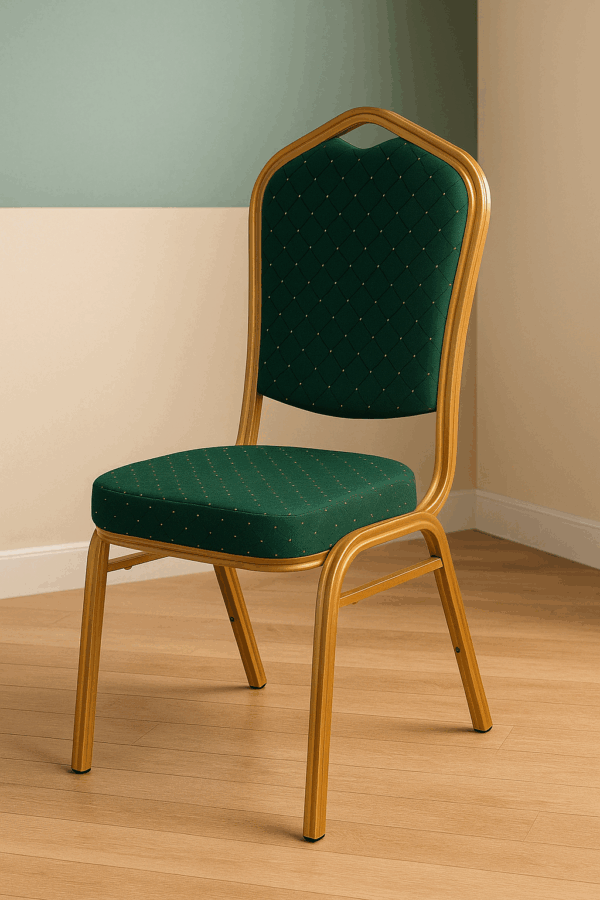 Banquet Chair – Gold Frame with Green Upholstery