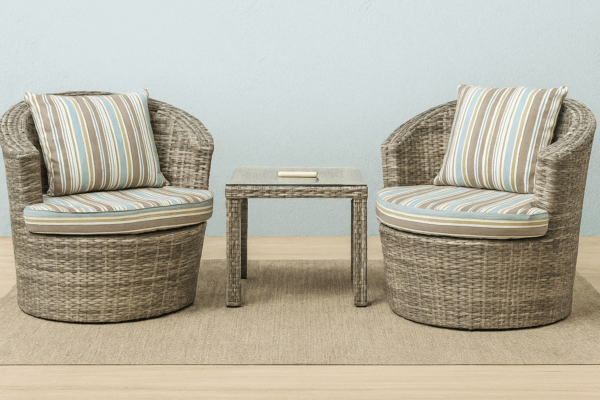 Rattan Outdoor Lounge Set – 2 Chairs & Coffee Table - Image 2
