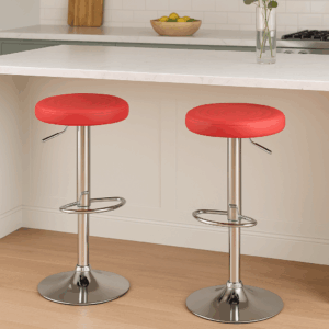 Modern Adjustable Red Bar Stools with Chrome Finish