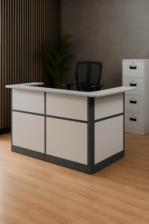 Modern L-Shaped Reception Desk – Two-Tone Finish - Image 2