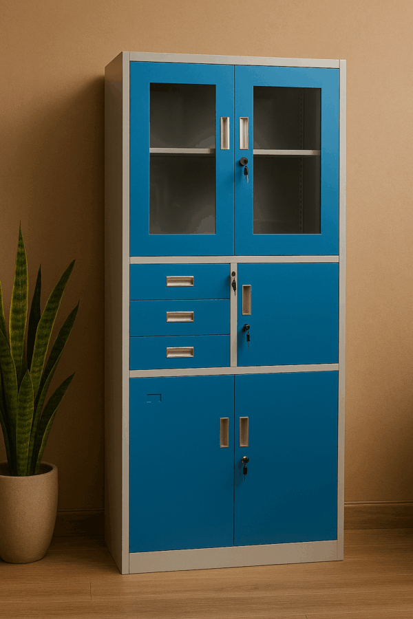 Multipurpose Steel Filing Cabinet – Blue & Grey - Image 2