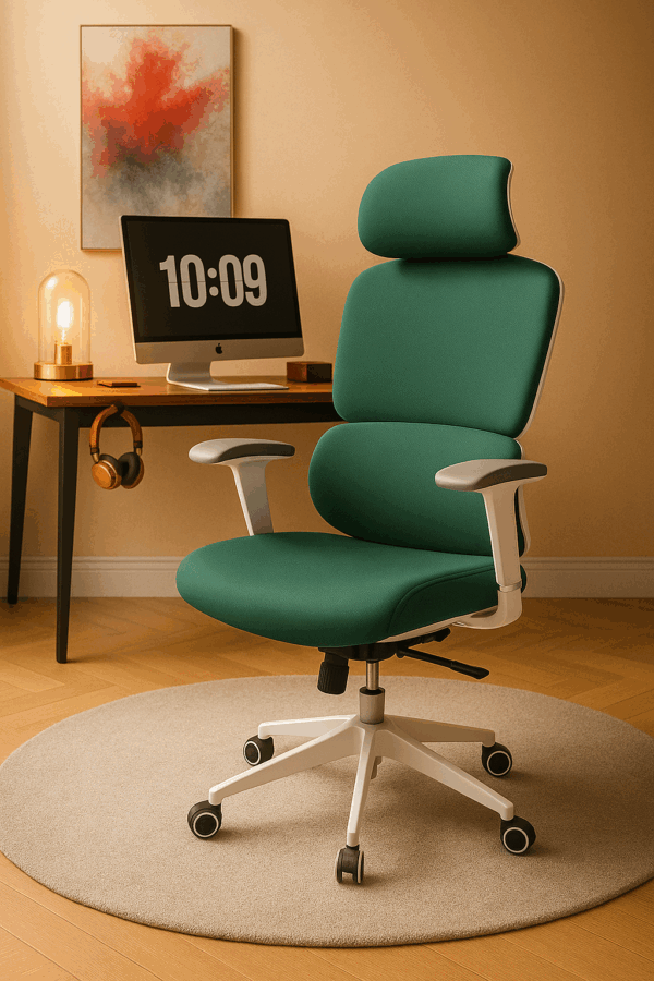 Modern Green & White Ergonomic High Back Office Chair