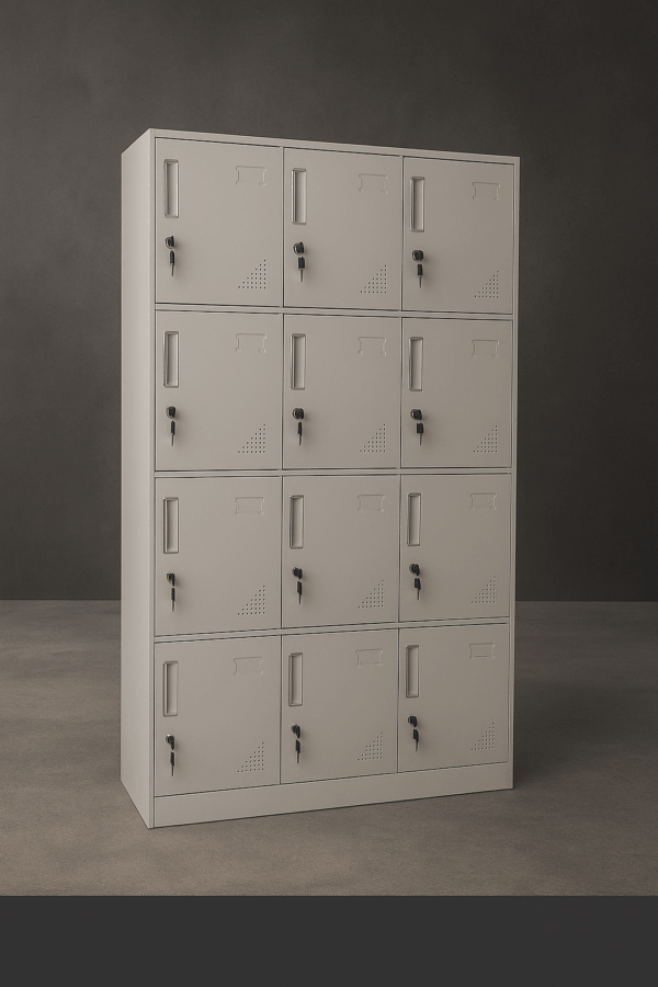 MetroSteel 12-Door Metal Locker Cabinet – Grey