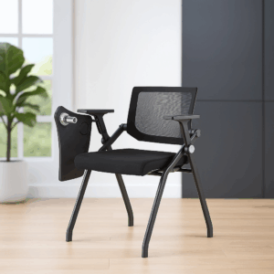 Mesh Foldable Training Chair with Writing Tablet – Black