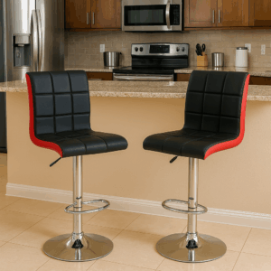 Modern Adjustable Bar Stools – Black & Red Finish