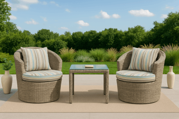 Rattan Outdoor Lounge Set – 2 Chairs & Coffee Table