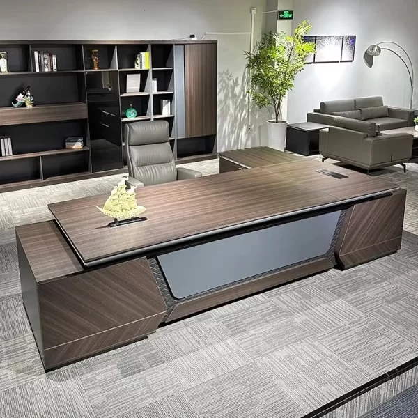 2.4M Executive L-Shaped Modern Office Desk with drawers and contemporary design