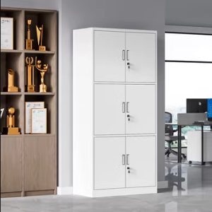 3-compartment metal storage locker with six lockable doors, durable steel construction, and powder-coated finish, ideal for secure multi-user storage in offices, schools, and gyms.