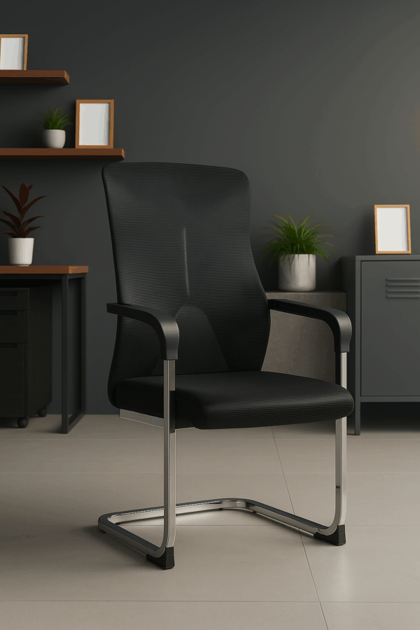 Modern Black Mesh Visitor Chair - Image 2