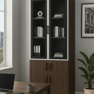 Glass & Wood 2-Door Office Cabinet