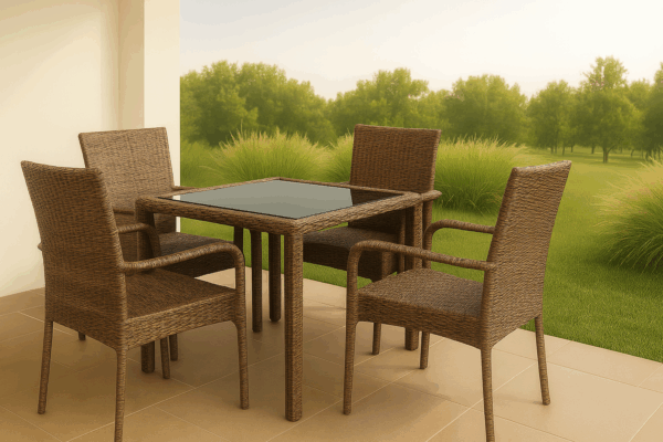 4-Seater Rattan Patio Dining Set