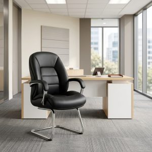 Niki Black Visitor Office Chair with chrome cantilever frame
