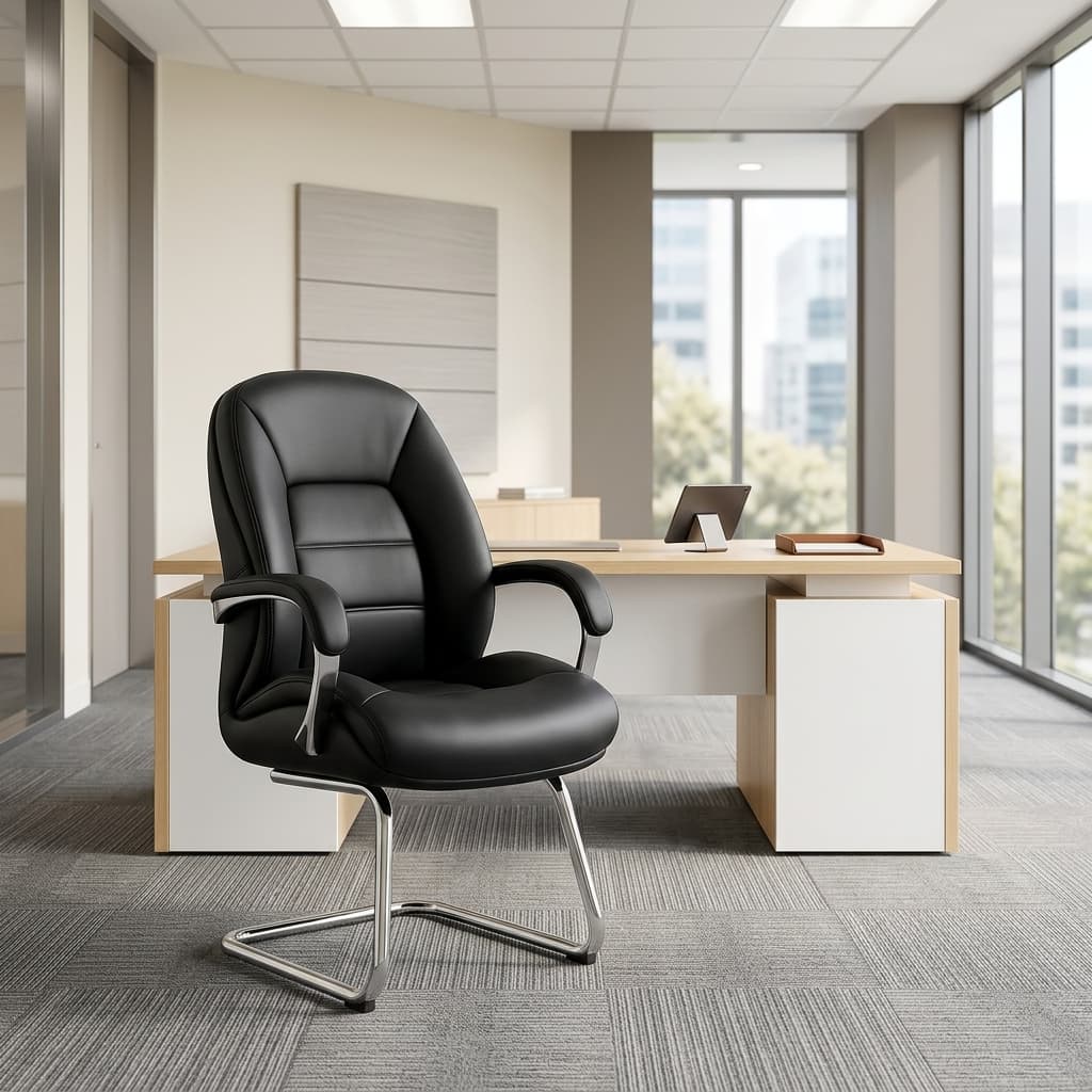Niki Black Visitor Office Chair with chrome cantilever frame