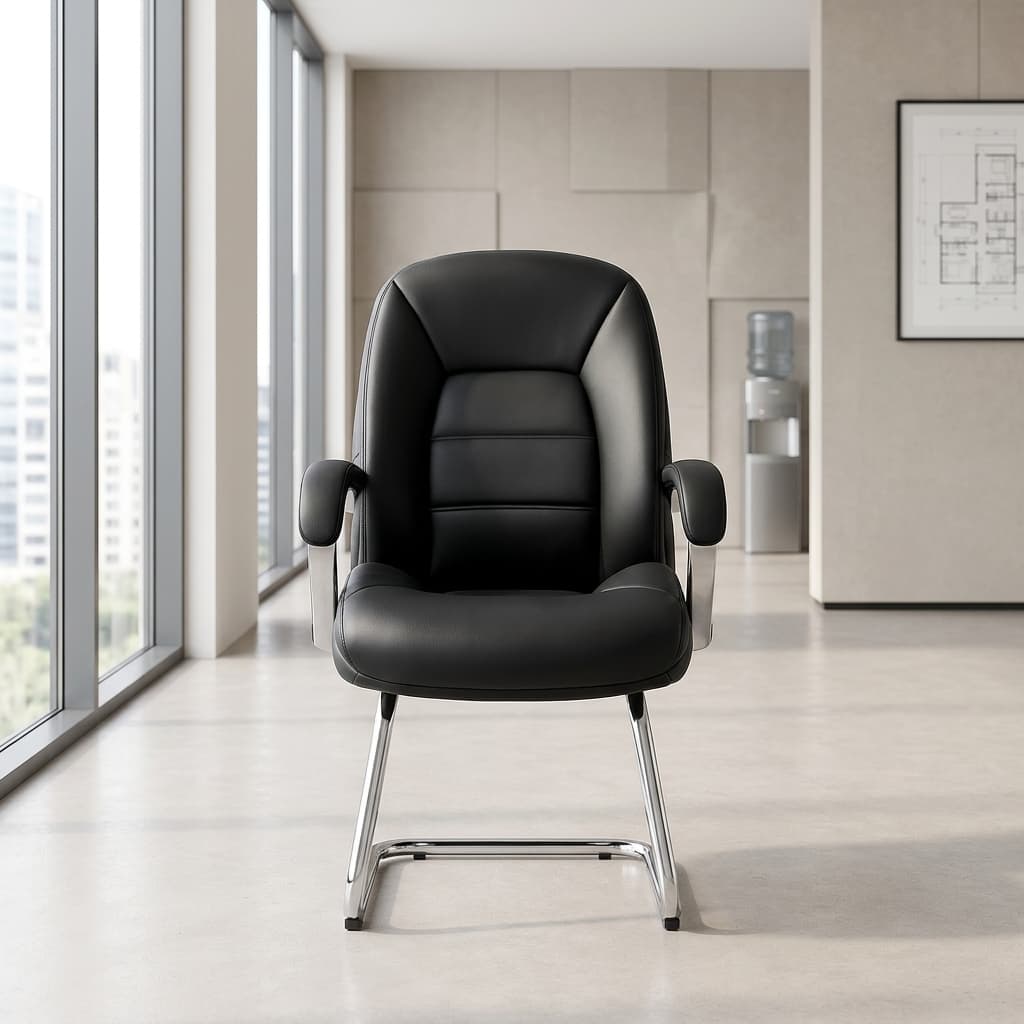 Niki Black Visitor Office Chair with chrome cantilever frame