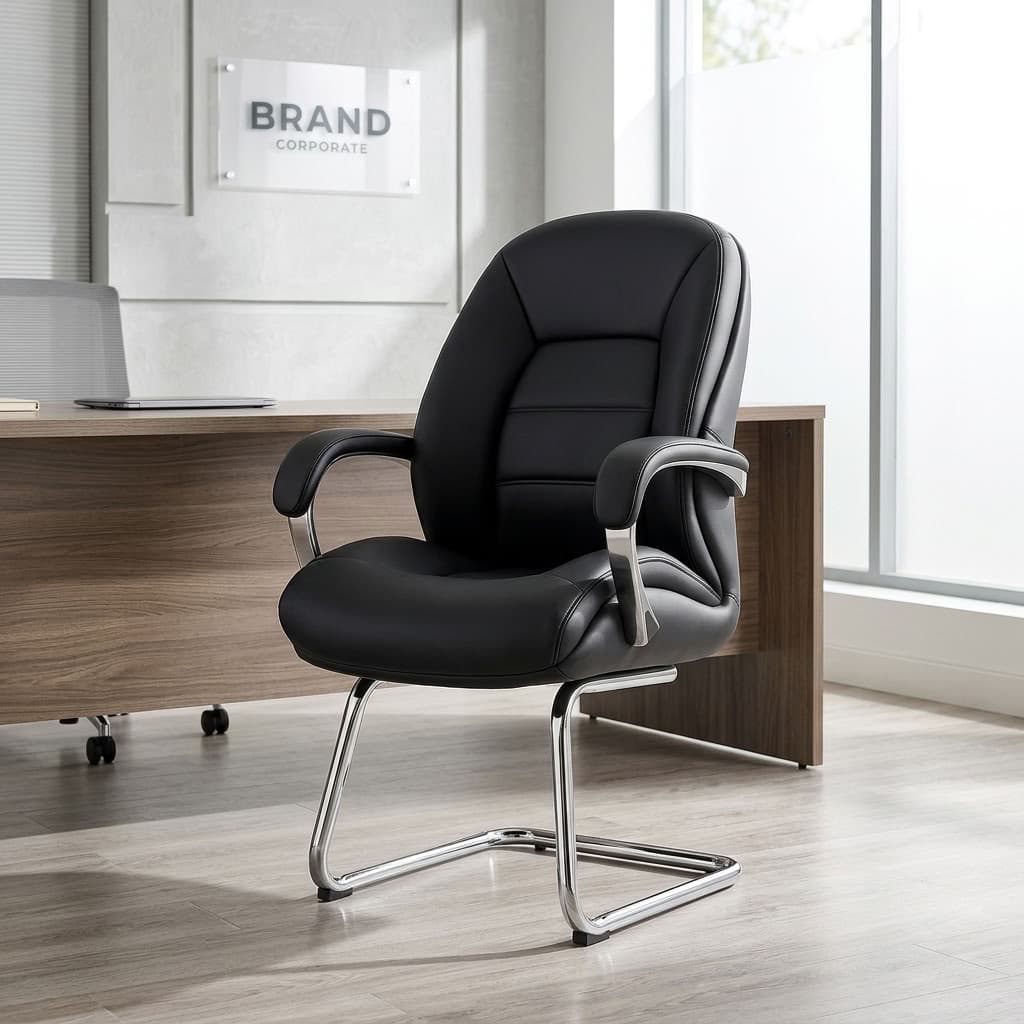 Niki Black Visitor Office Chair with chrome cantilever frame