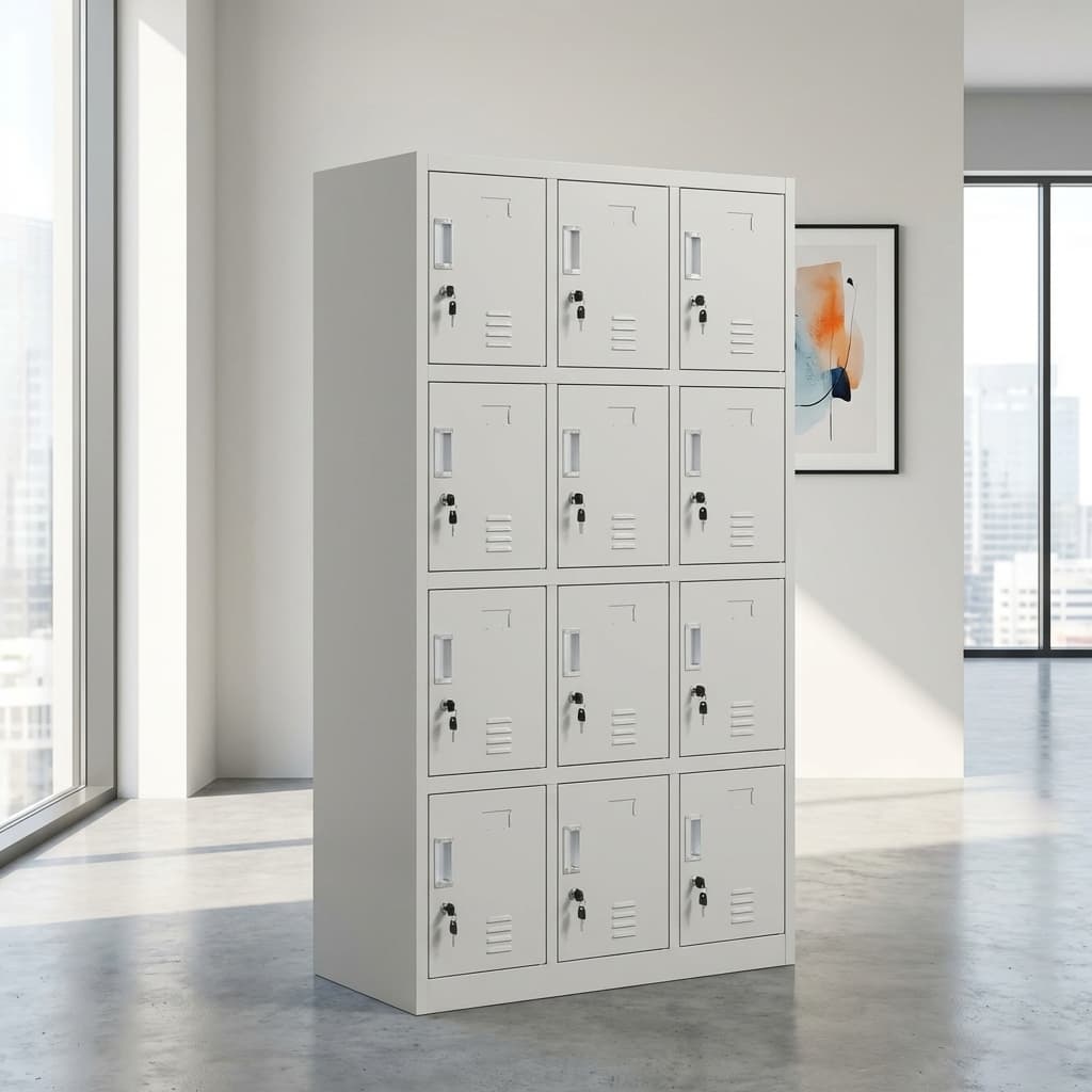 12 door grey metal locker cabinet for office and staff storage