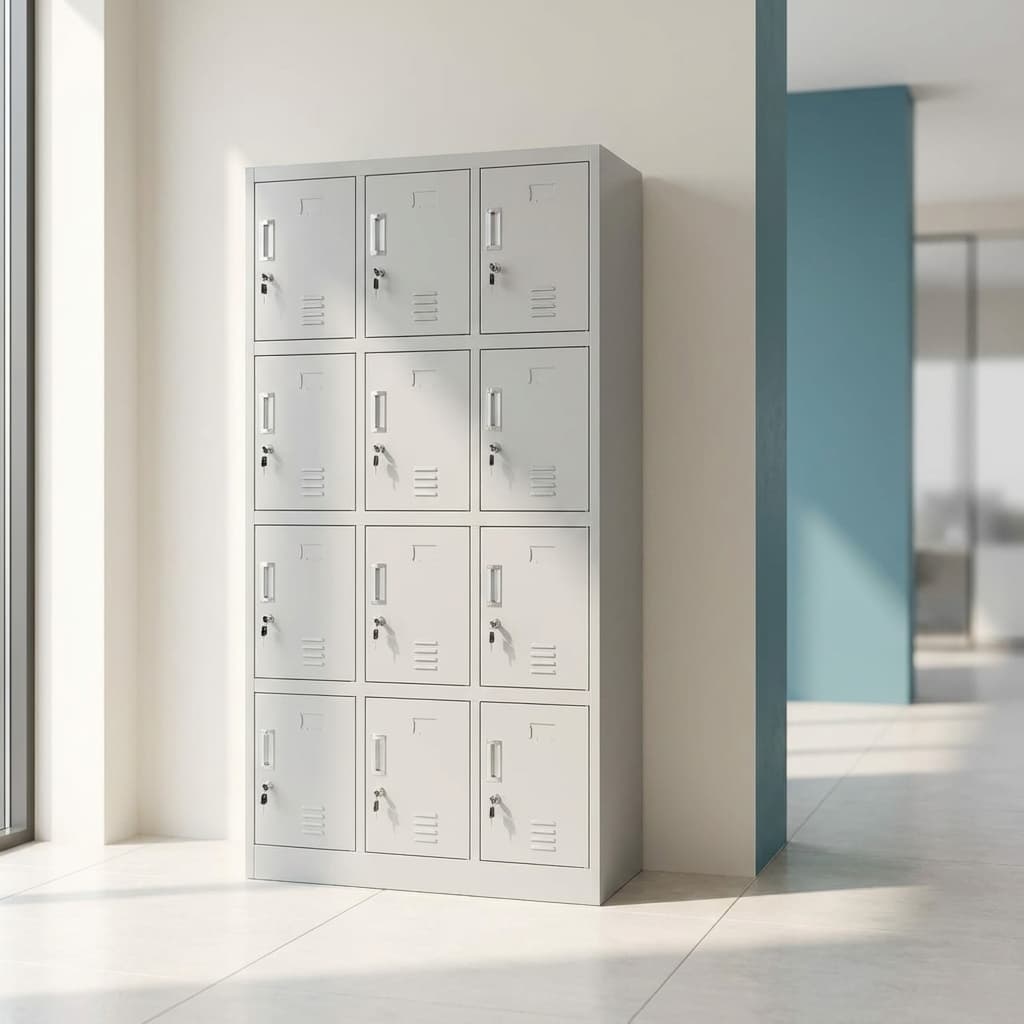 12 door grey metal locker cabinet for office and staff storage