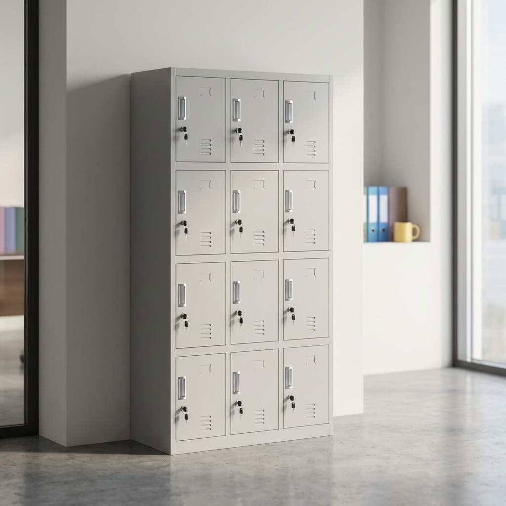 12 door grey metal locker cabinet for office and staff storage
