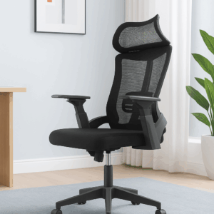 High Back Ergonomic Mesh Office Chair with Headrest – Black