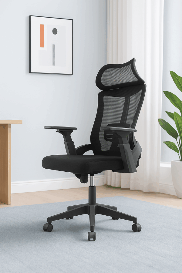 High Back Ergonomic Mesh Office Chair with Headrest – Black