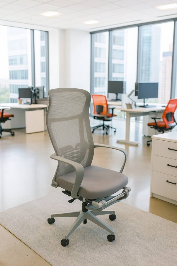 Ergonomic High Back Mesh Office Chair with Footrest – Grey