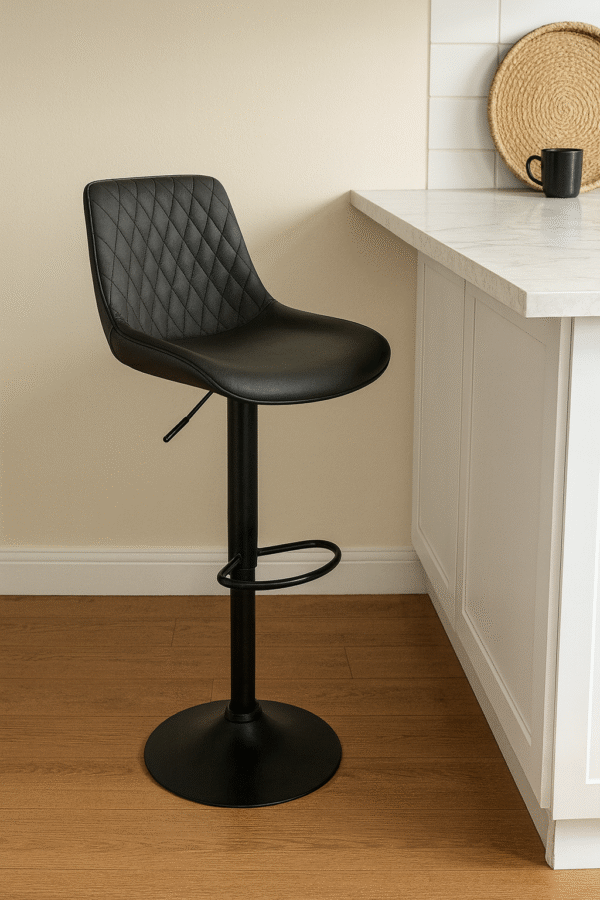 Adjustable Black Bar Stool with Footrest