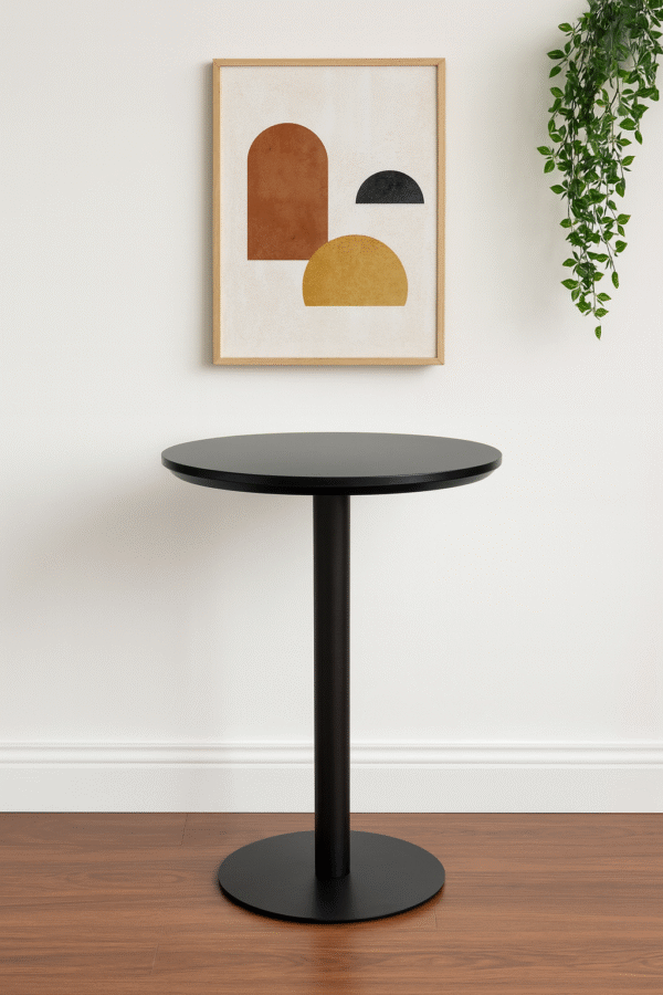 Round Black Pedestal Café Table