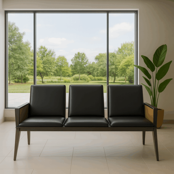 Black & Brown 3-Seater Reception and Waiting Area Chair - Image 5