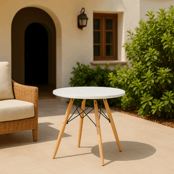 Modern Round Wooden Top Side Table