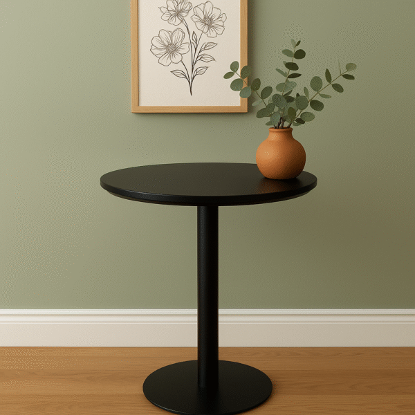 Round Black Pedestal Café Table