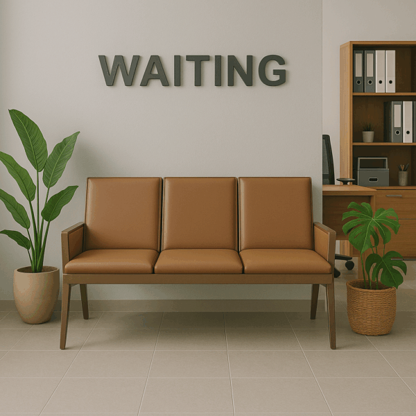 Black & Brown 3-Seater Reception and Waiting Area Chair