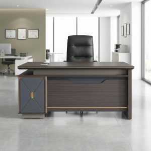 1.6M L-shaped executive office desk with drawers and side storage cabinet