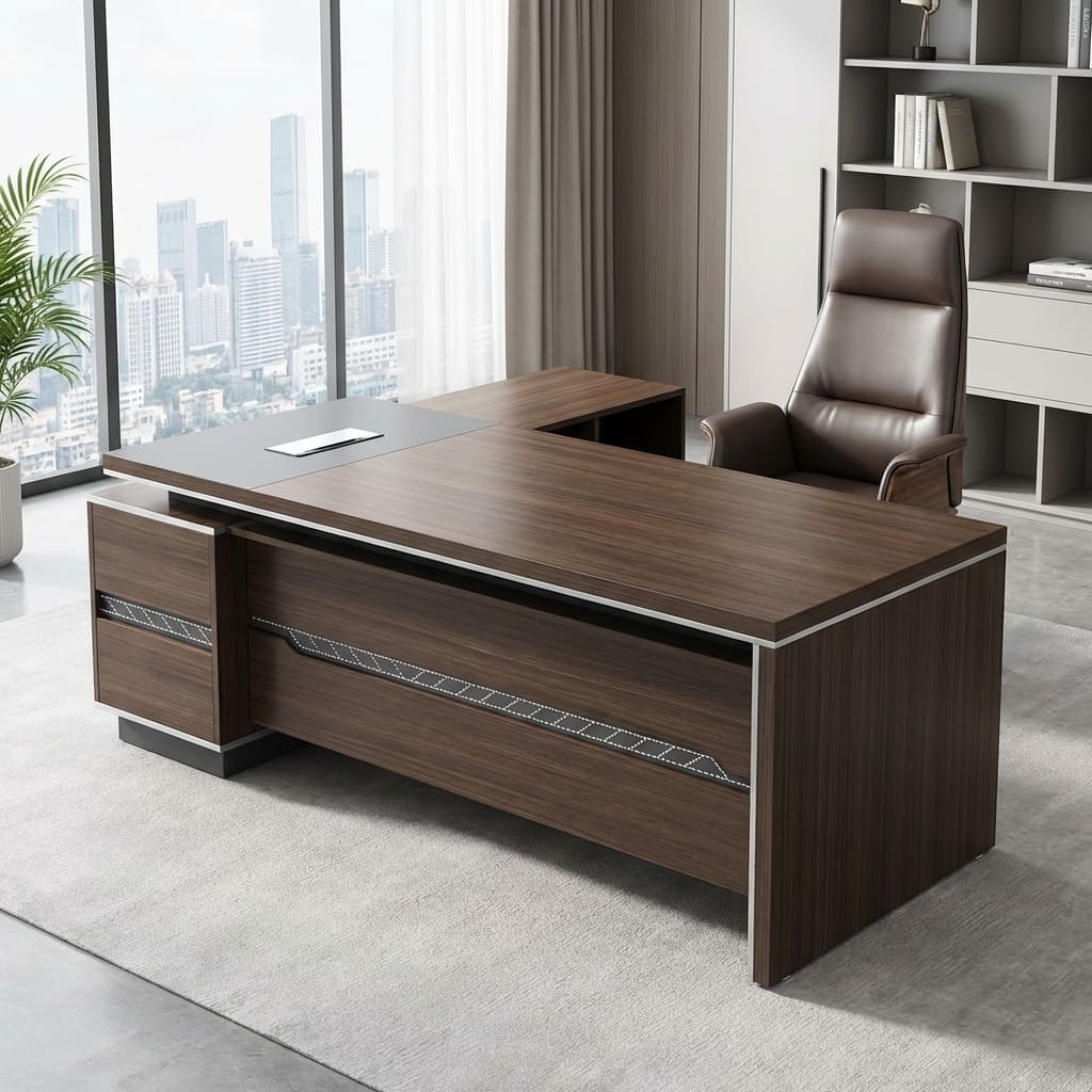 1.8M luxury executive office desk with spacious tabletop and solid wood legs