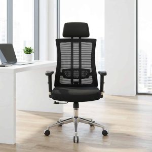 High back recliner office chair with mesh back and chrome base
