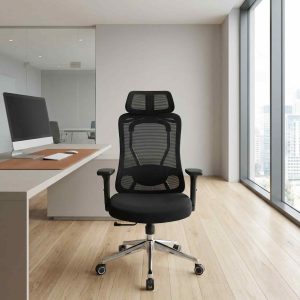Premium ergonomic office chair with high-back mesh and dynamic lumbar support