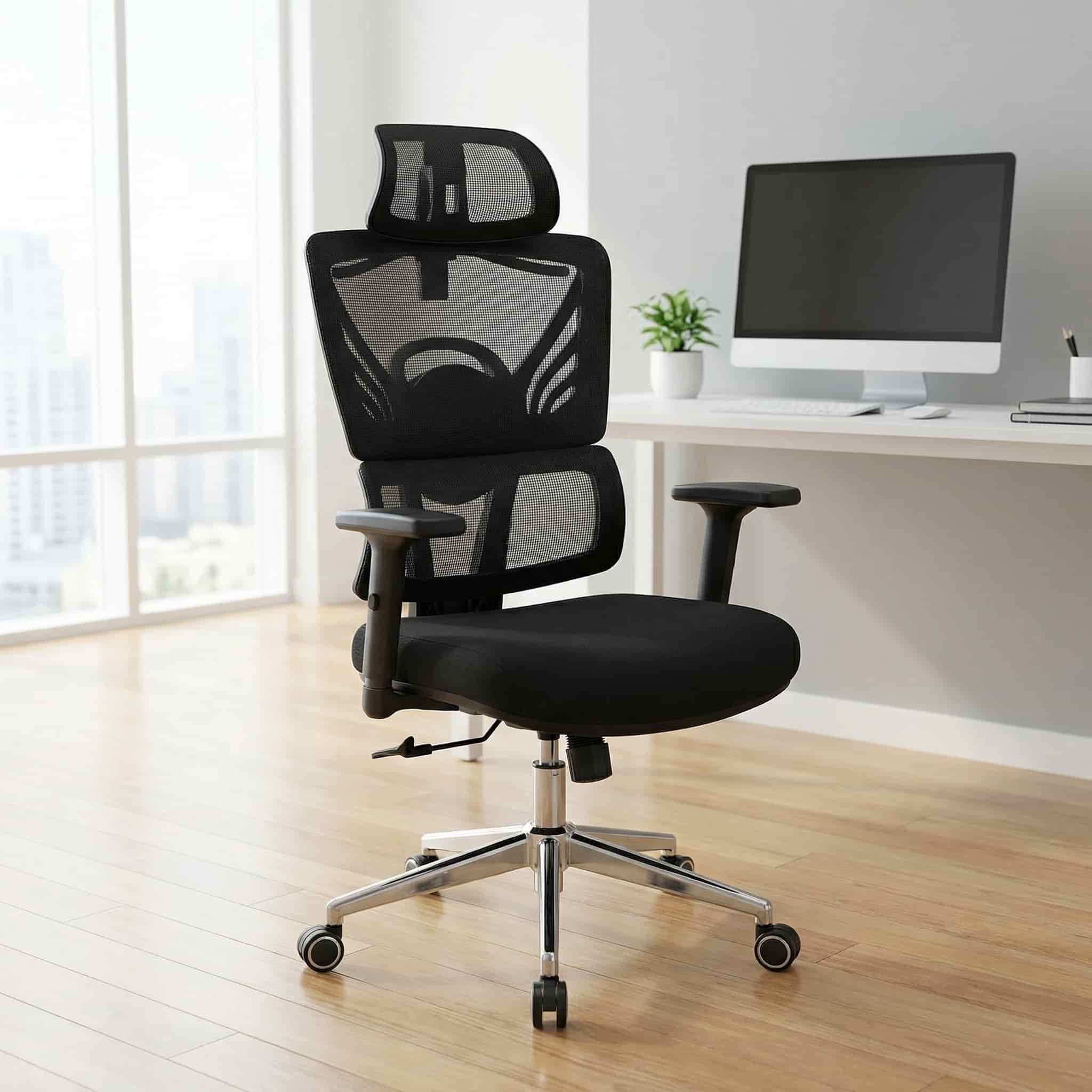 Comfy high back ergonomic office chair with adjustable lumbar support