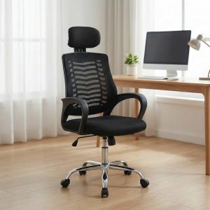 Office staff mesh chair with breathable back and padded seat