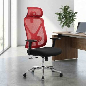 Mesh Operator Office Chair with red mesh back and black seat