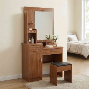 Dressing table with mirror and storage drawers