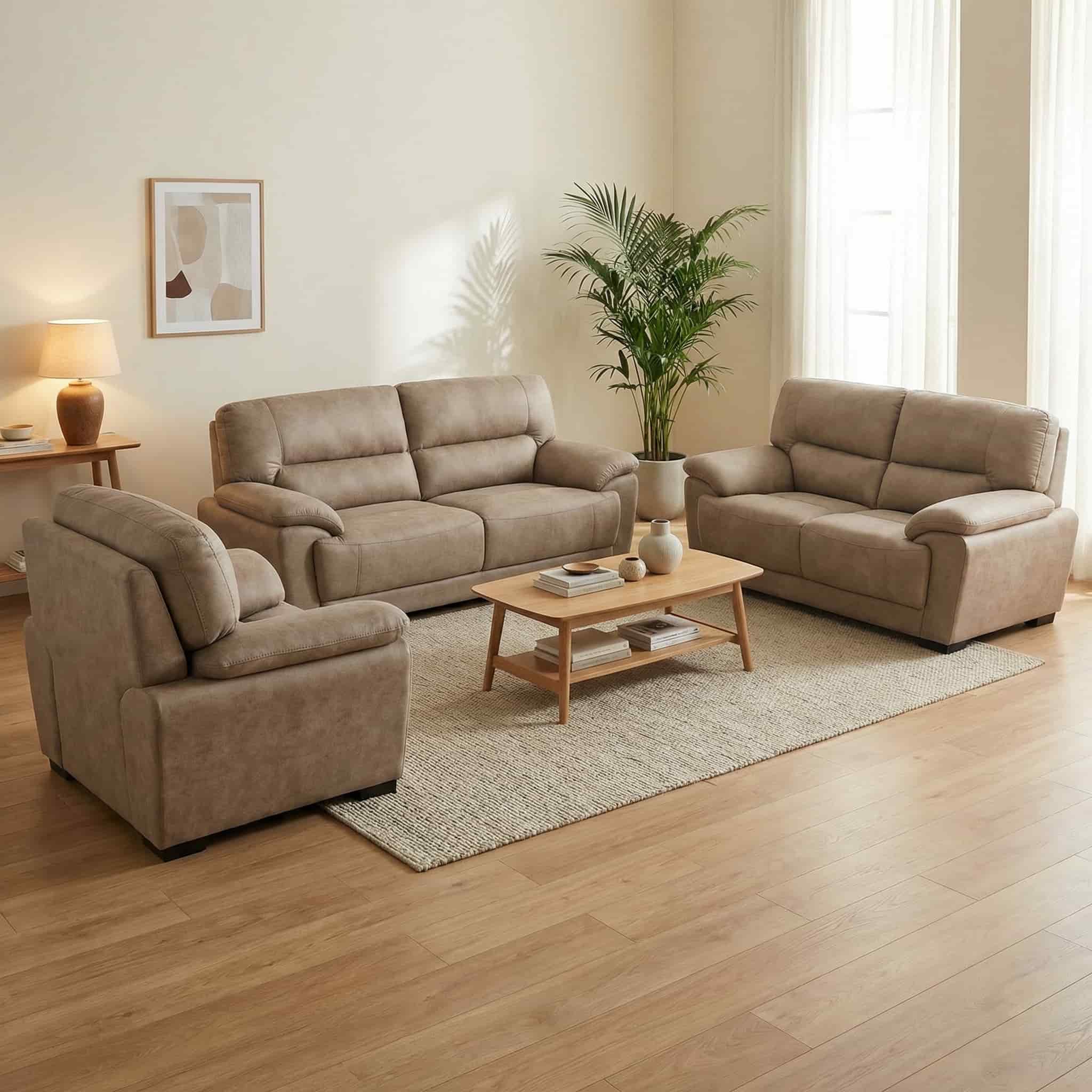 Aurora Comfort 6-seater fabric sofa set for home living room