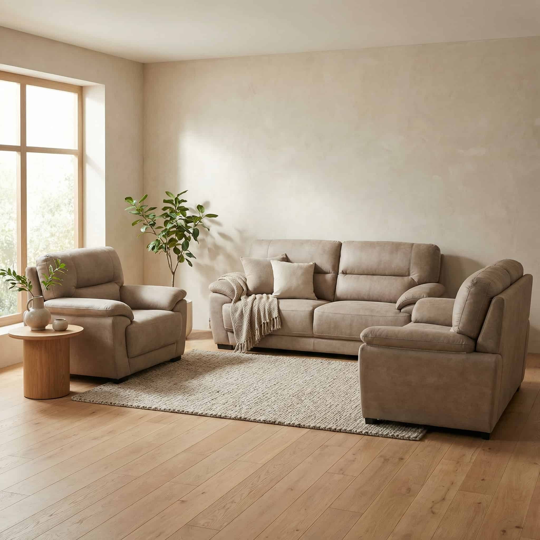 Aurora Comfort 6-seater fabric sofa set for home living room