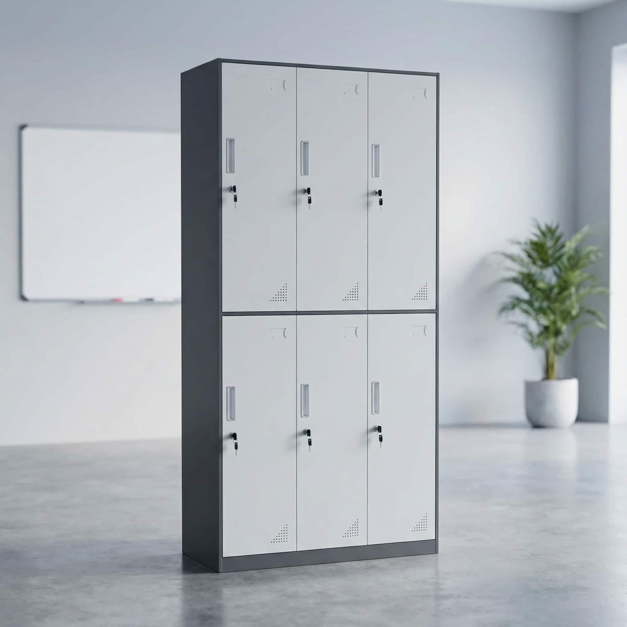 6-locker metallic cabinet with lockable steel doors