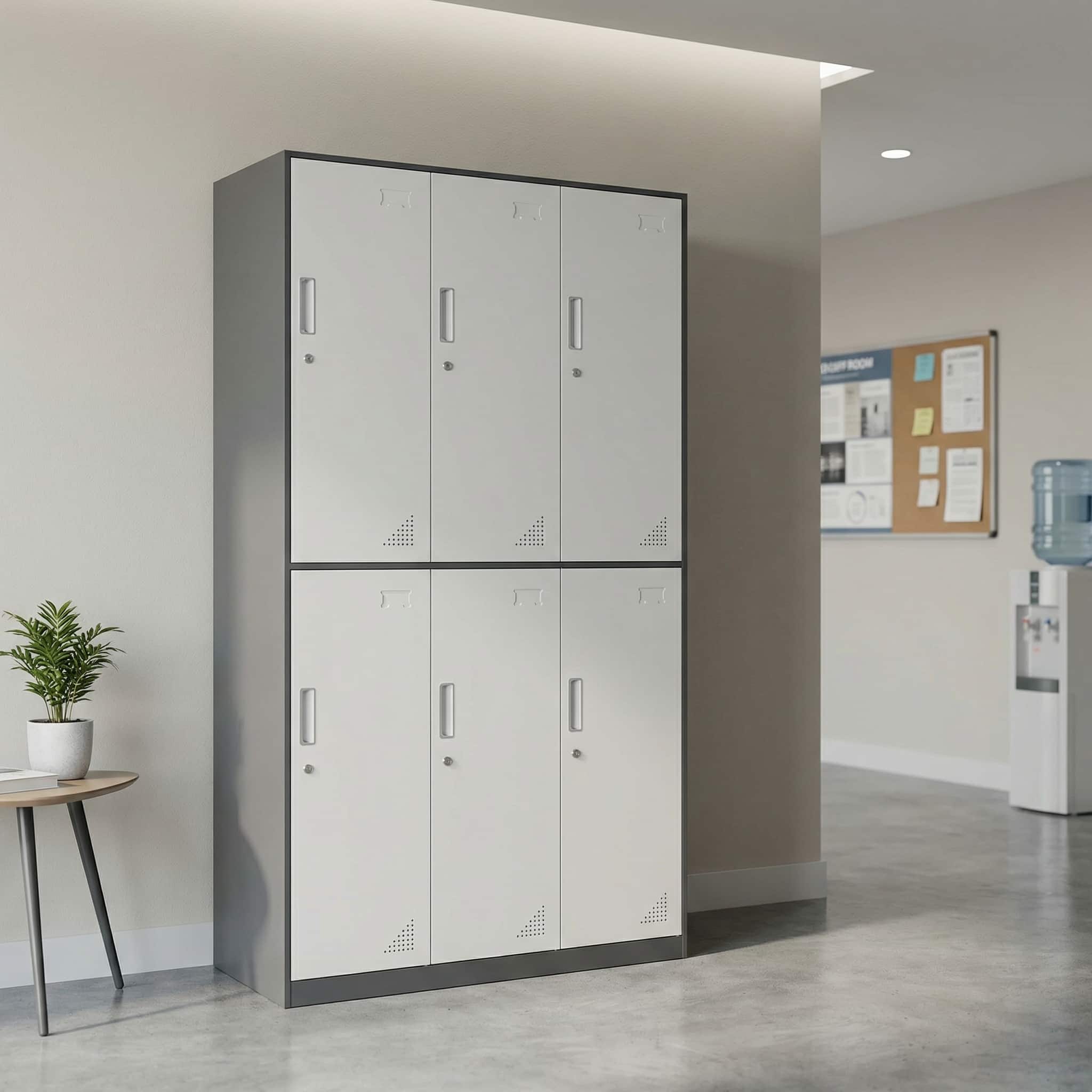 6-locker metallic cabinet with lockable steel doors
