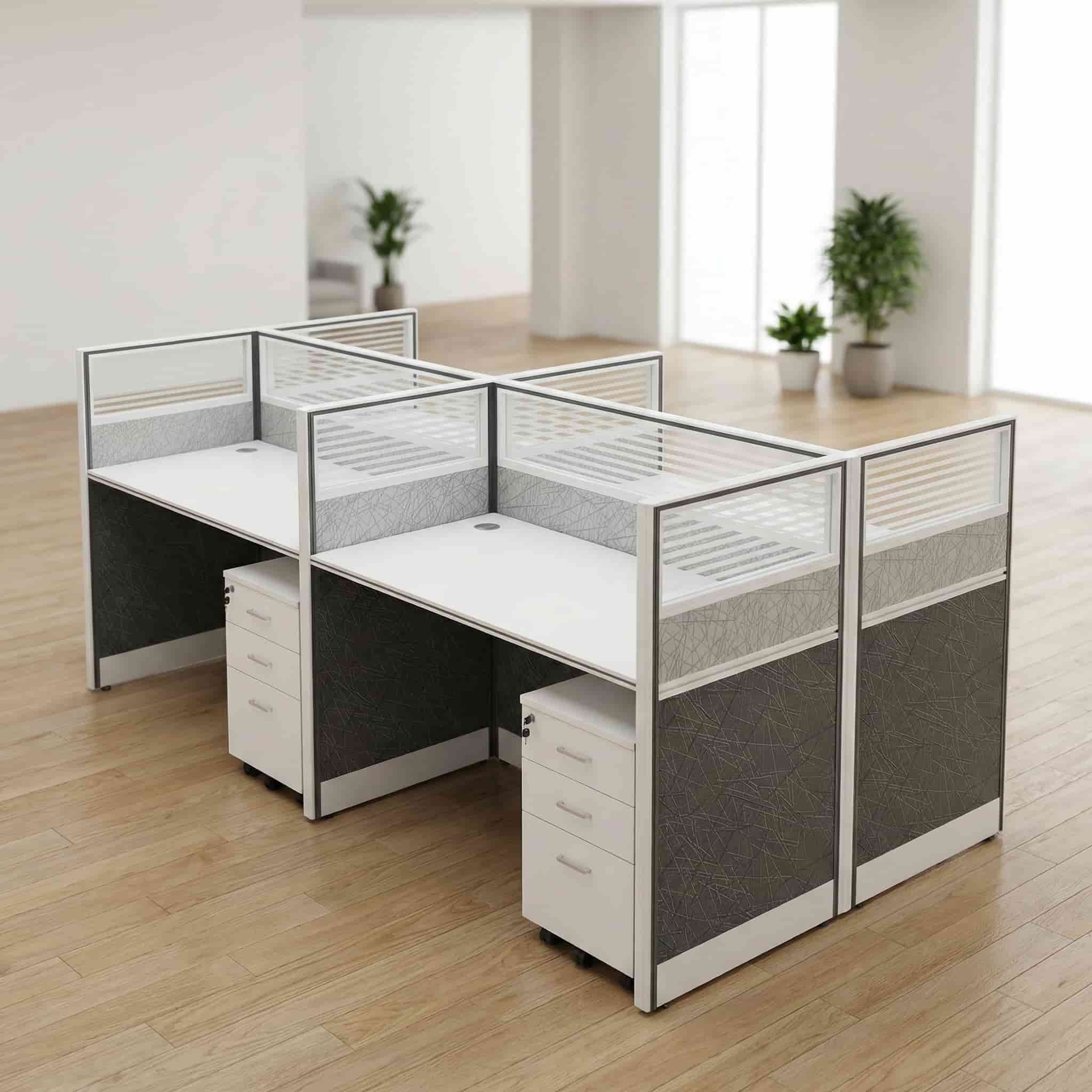 4 pax modular office workstation with partitions and drawers