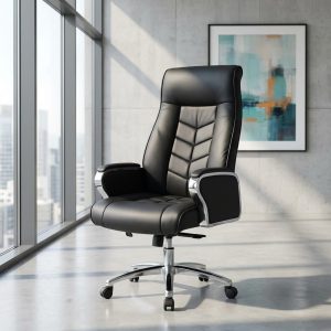 luxury high back executive office chair with leather upholstery