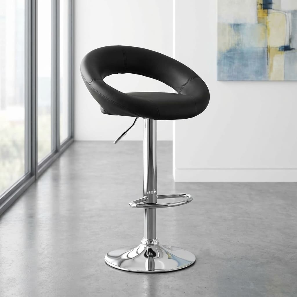 swivel height adjustable bar stool with padded seat
