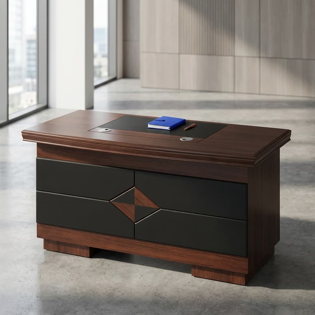 luxury executive office desk with storage drawers and wood finish