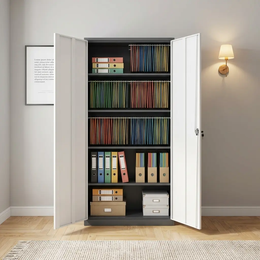 Metal Storage Cabinet With 2 Doors for secure office file and document storage