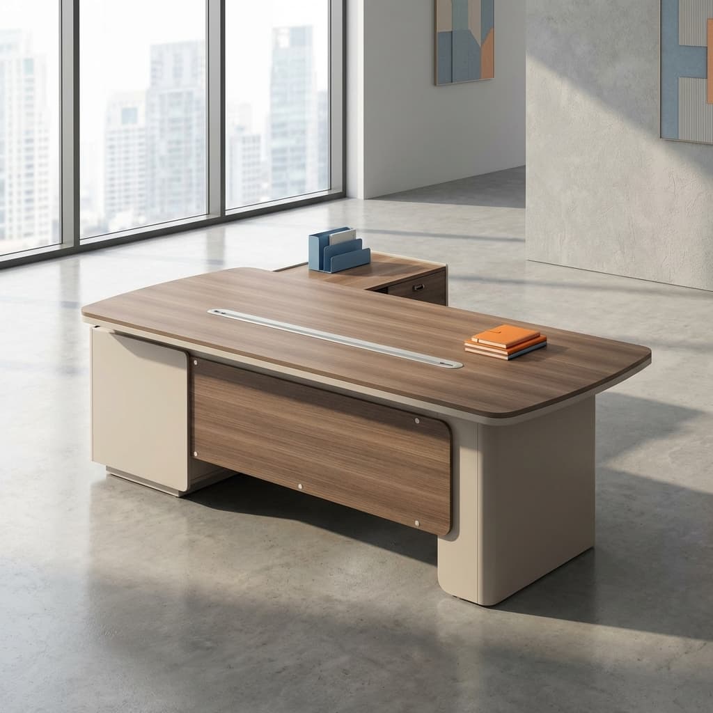 l shaped manager desk with drawers and locker