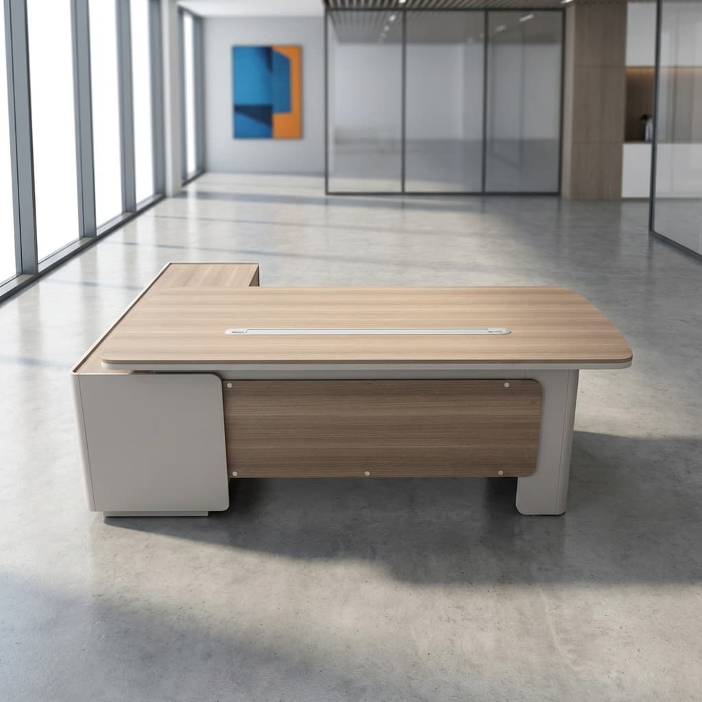 l shaped manager desk with drawers and locker